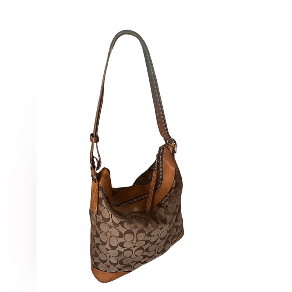 Tan Vintage Coach Signature Shoulder Bag
